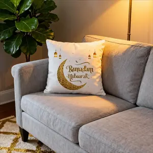 45cmx45cm Ramadan Kareem Pillow for Ramadan House Home Room Decoration Ramadan Gift for Mom Dad Friend Eid Al-Adha Iftar Favor Home Decorative Cushion