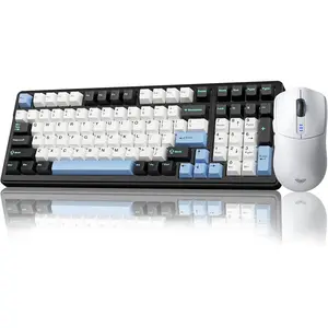 Keyboard and  Combo, F99 Mechanical Keyboards Hot Swappable Custom Keyboard+SC580  Gaming  White