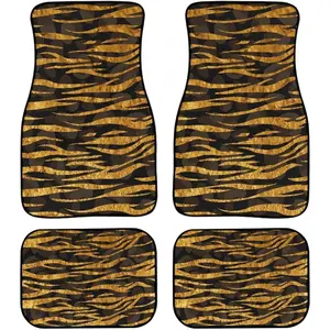 Zebra Print 4 Pieces Car Floor Mats for Women Brown Automotive Floor Mats Car Decor Accessories for SUV Van Truck ﻿
