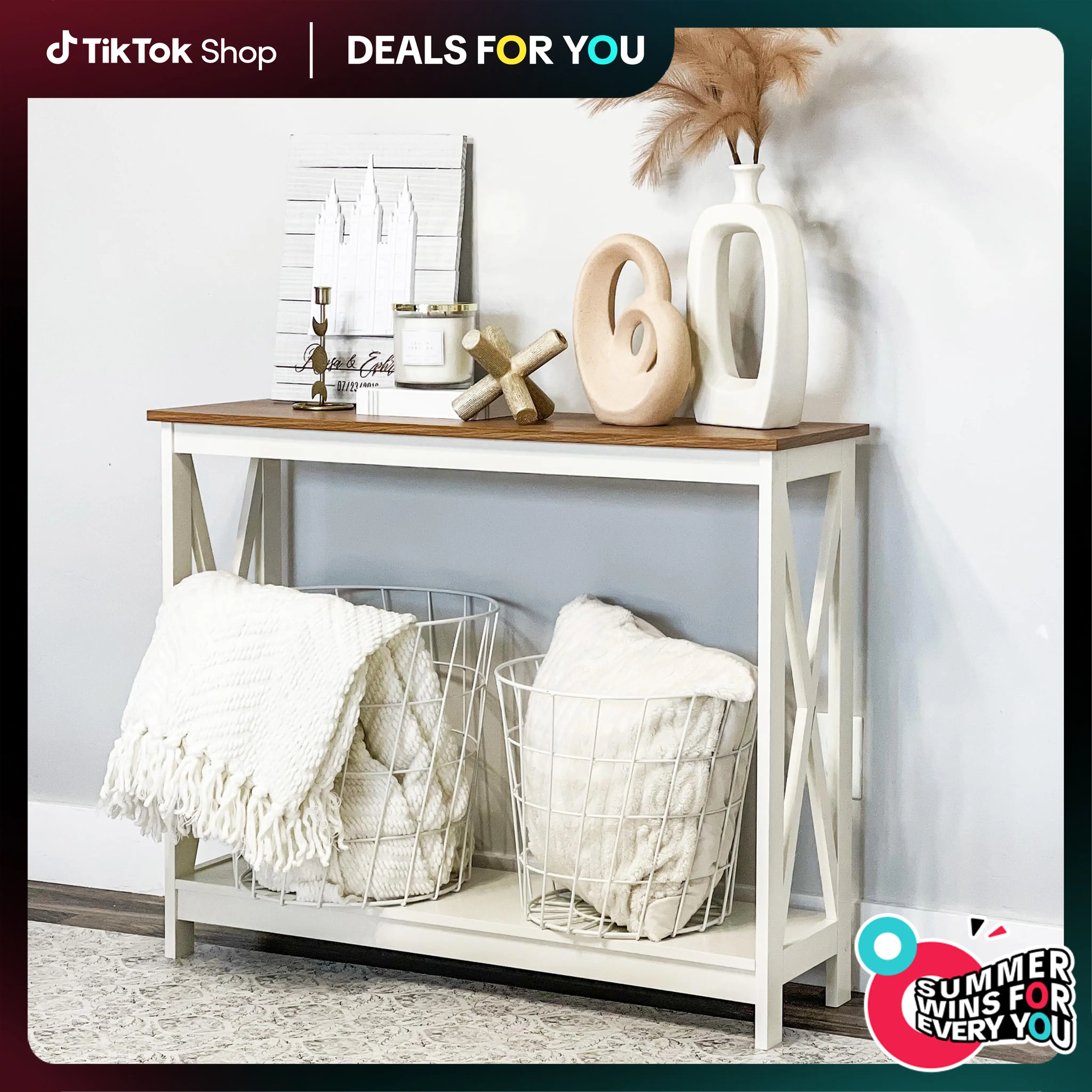 PHIVILLA End Table Living Room - Side Table/Coffee Table/Console Tables for Small Spaces - White Furniture Home DealsForYouDays