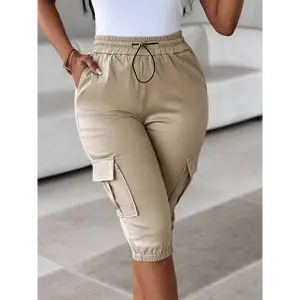 Women'S Casual Drawstring Waist Shorts - Red, Comfortable Stretch Fabric, Multiple Pockets, Casual Summer Attire, Casual Summer Wear |     Casual Style Shorts |     Drawstring Waistband Fit Womenswear