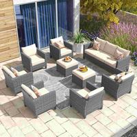 Grey Wicker Beige Cushion