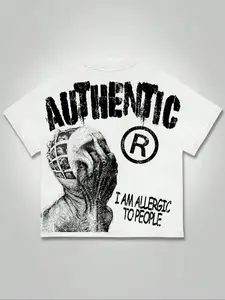 Men's Graphic Print Casual Loose-Fit Short Sleeve Round Neck Knit T-Shirt, Summer Fashion Tee for Sports, Outdoor Activities, Daily Wear