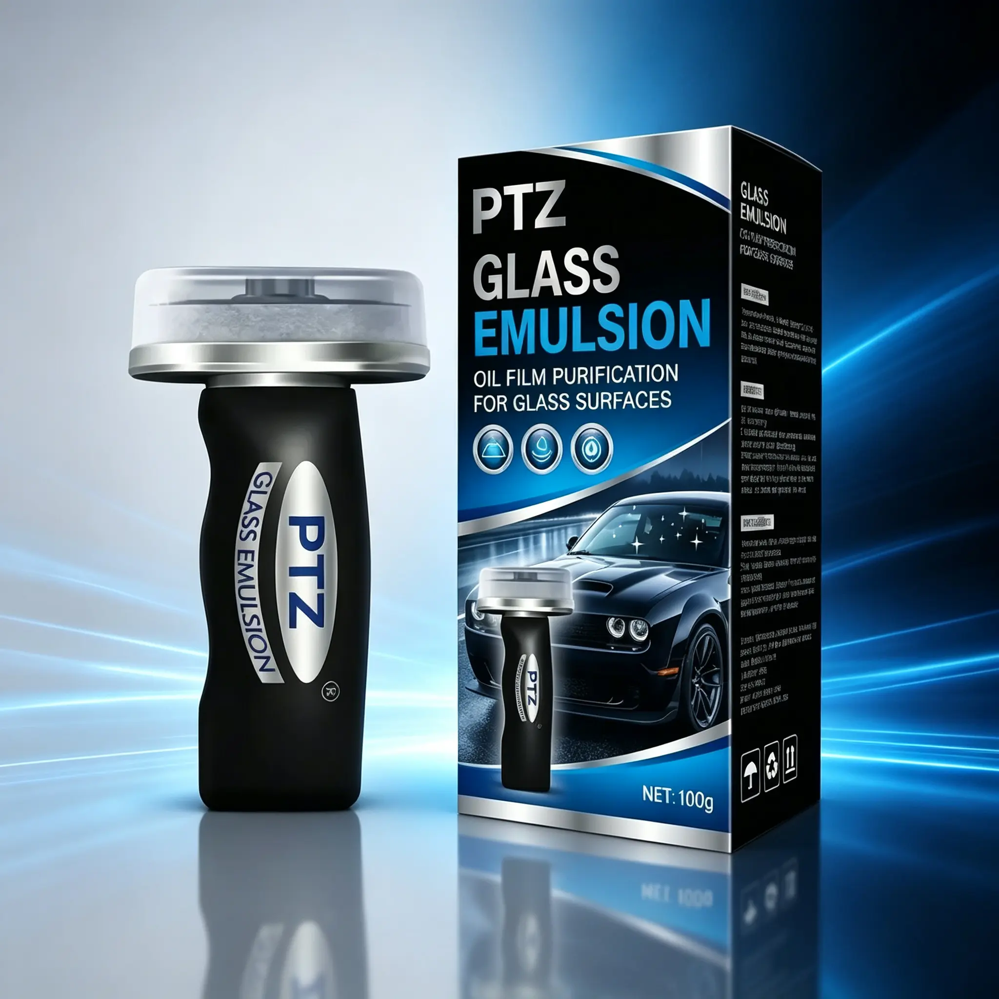 PTZ Premium Liquid-Infused Car Glass Wipe, Streak-Free Oil Film Remover for Auto Windshield & Windows