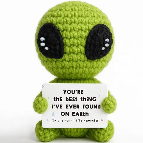 Gifts for Him Her Boyfriend Girlfriend Crochet Alien Amigurumi Gift Valentine's Day Anniversary Birthday Funny Romantic Gifts My Love Men Women Husband Wife Soft Cuddly Gift Soft Adorable Stuffed Soft Huggable