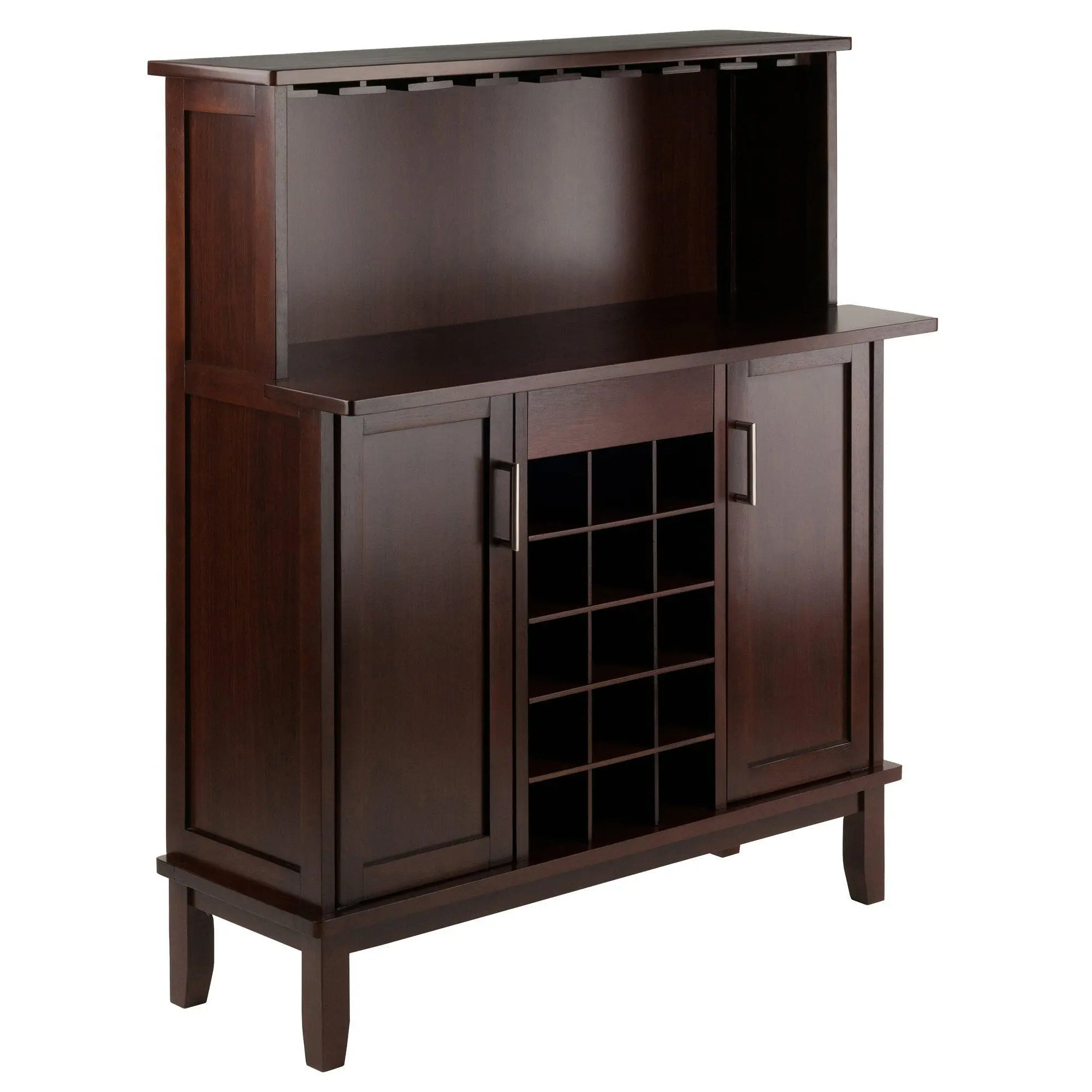 Winsome Beynac Wine Bar, Cappuccino, Solid / Composite wood