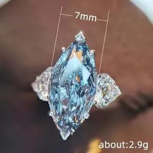 Fashionable blue rings, women's jewelry, daily wear, Mother's Day gifts, wedding rings, high-quality jewelry