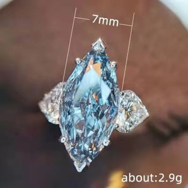 Fashionable blue rings, women's jewelry, daily wear, Mother's Day gifts, wedding rings, high-quality jewelry