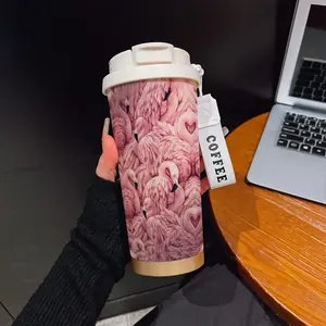 Abstract Peacock Pattern Coffee Cup, Portable Dual Drink Insulated Mug, Heat/cooling Travel Tumbler, Office & Outdoor Essential