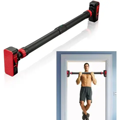 Pull Up Bar for Doorway, Strength Training Upper Body Workout Chin Up Bar with Level Meter and Adjustable Width No Screw Installation for Home Gym Exercise Fitness