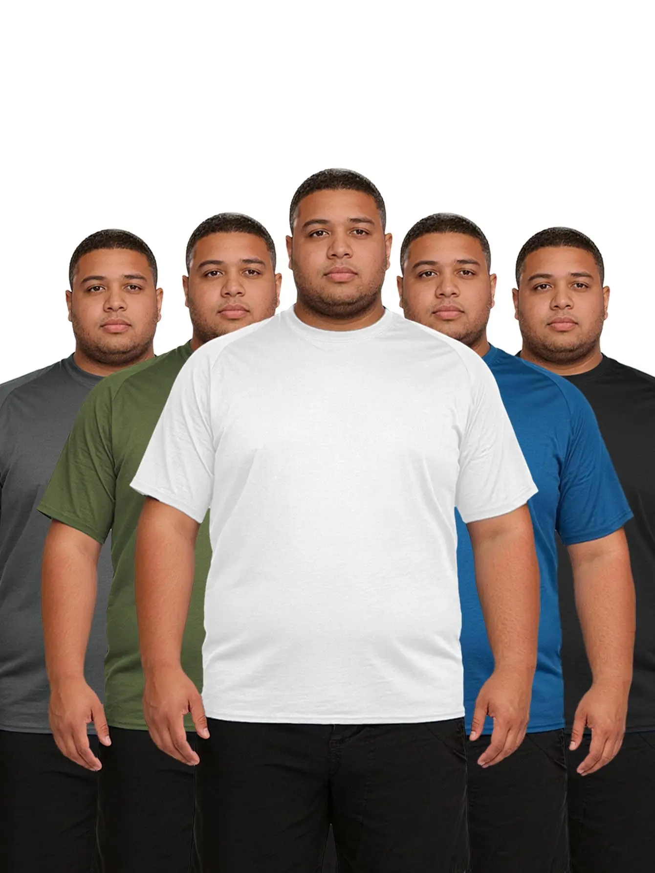 XWC 5 Pack Men's Big and Tall T-Shirts Mesh Quick Dry Workout Shirts Loose Fit Athletic Tees (US, Alpha, 6X-Large, Big, Tall, 5 Pack - Black, White, Dark Grey, Royal Blue, Olive Green)