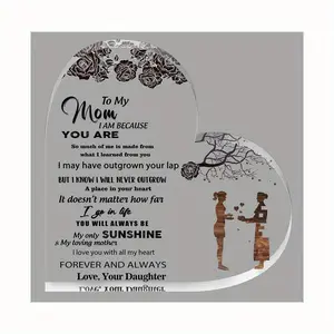 Personalized Acrylic Heart Plaque, Ideal Gift for Mom, Stepmom, Grandma, Perfect for Mother's Day, Wedding, and Christmas