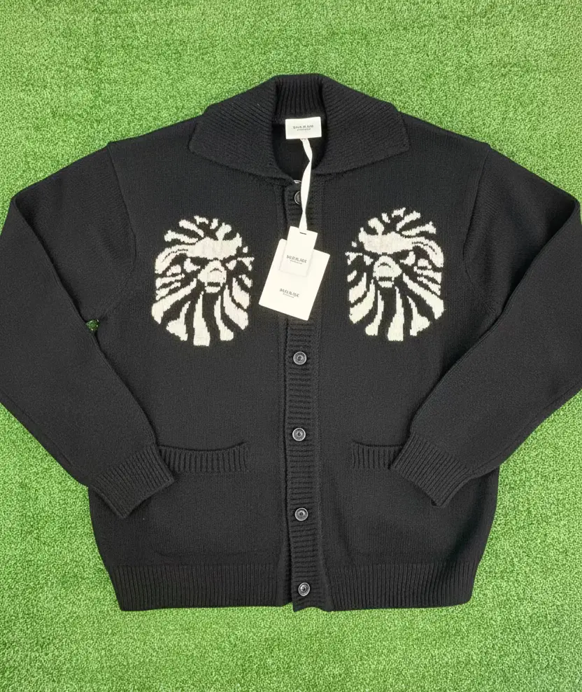 BAPE Black Japan Knitted Black Polo Cardigan Size XL Retail: ($608.00)