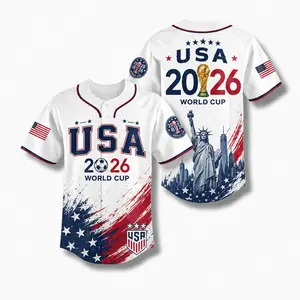 USA 2026 Soccer Fan Jersey for Men Women, Baseball Style Football Supporter Shirt, Patriotic American Sports Graphic Tee Fan Apparel Gift Outfit