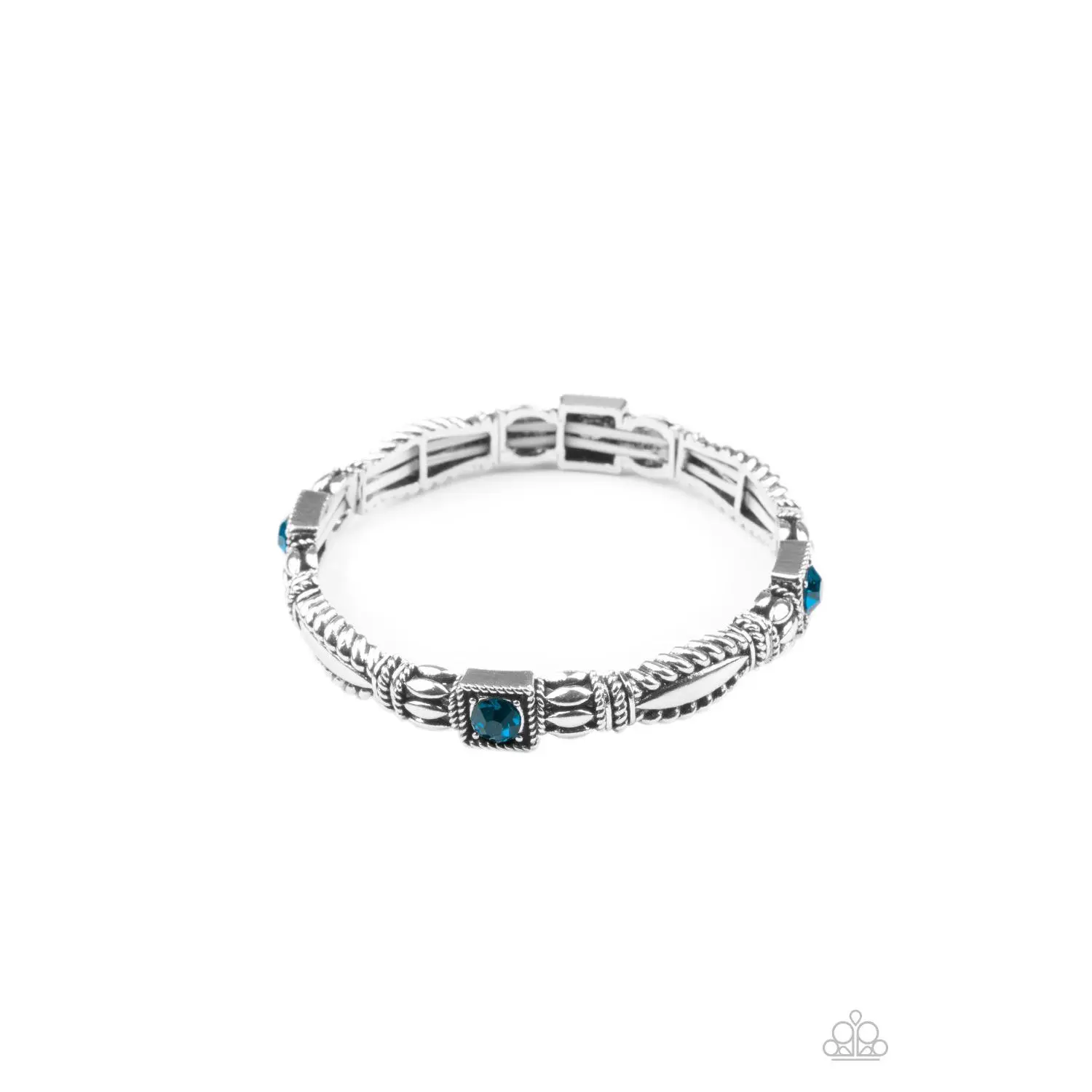 Colored Blue Bangle Bracelet 2227 - Stretch Band, Rhinestone Dots Design for On-The-Go Glow, Casual Wear, One Individual