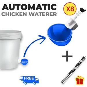 8 Pack Automatic Chicken Waterer Cups – No-Leak Poultry Water Feeder with Double Seal & Easy Install