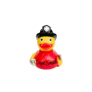 Fireman Yellow Themed Red Black Rubber Duck Personalized Capt Smith Large Individual Custom Color Action Figure for Firefighter Safety