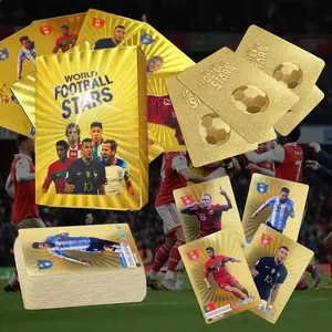 55PCS World Cup Soccer Cards, 2024-2025 Europa League Soccer Trading Cards Set, Shimmering Gold Collectible Football Cards Gift for Kids, Fans ansd Adult, Not Original (Gold)