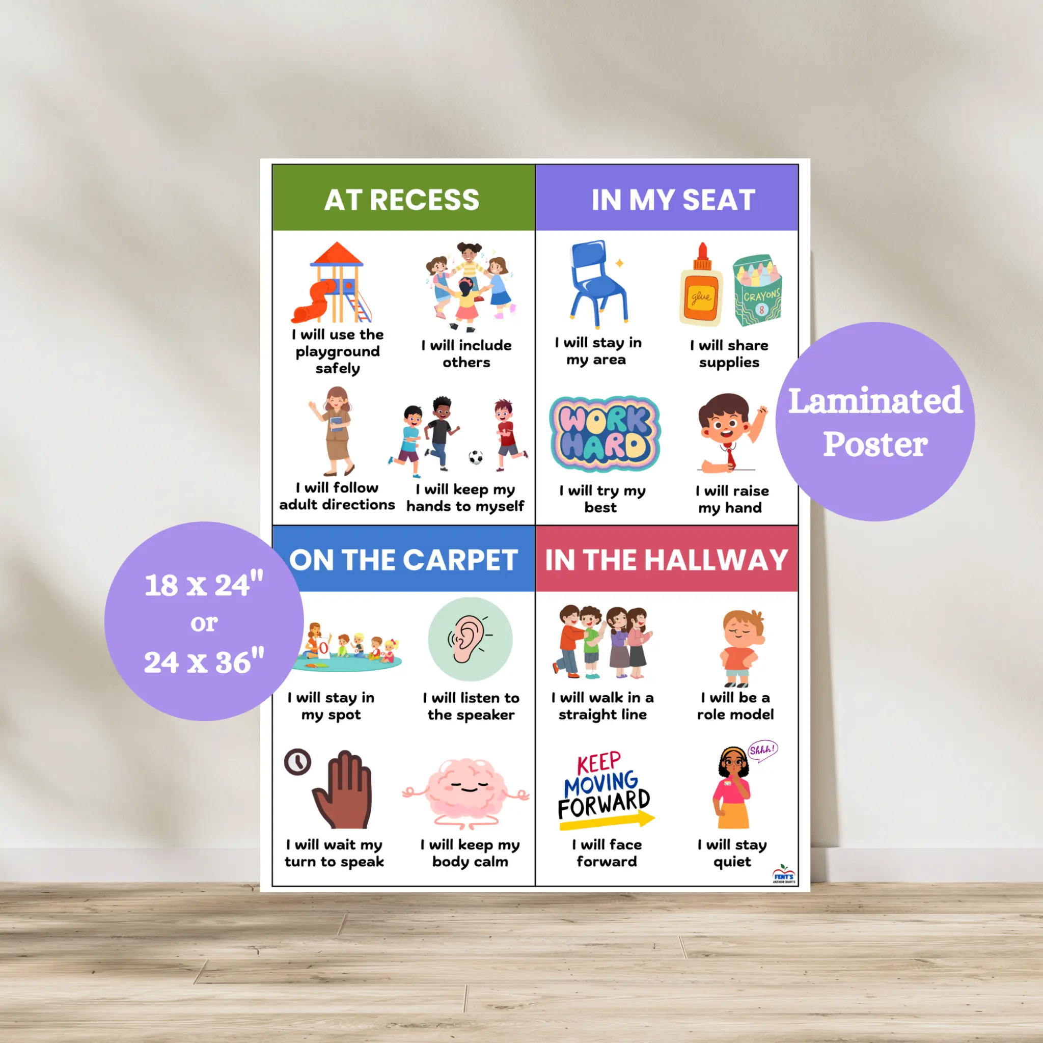 Classroom Rules & Routines Anchor Chart | Laminated School Expectations ...