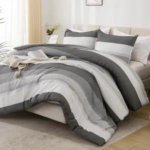 Deep Duvet Cover Set, Lightweight Striped Bedding (1 Duvet Cover, 2 Pillowcases, No Filling Included), Comfortable Sleep Essentials, Decorative Duvet Cover