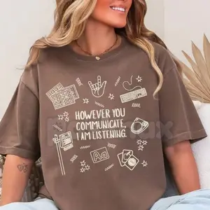 [ Sale Up To 40%] Comfort Colors "Everyone Deserves Communication" T-Shirt – Aesthetic SLP Advocacy Tee, Neurodiversity Speech Therapy Shirt, Inclusive Communication Advocate Gift