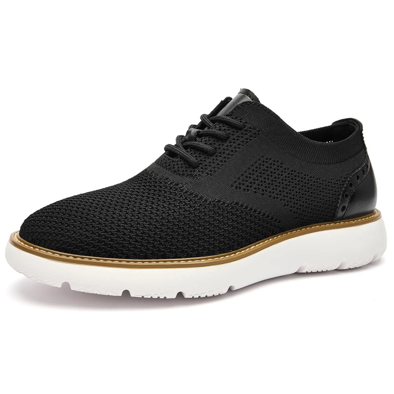 Men's Casual Sneakers Dress Shoes| Office Casual Comfort Dress Sneakers Mesh Knit Lightweight Breathable Formal Oxford Business Shoes For Exercise & Daily Wear Closed Trainer Boy Training Runner Athletic Footwear Block Shoes Outdoorfun#DealsForYouDays