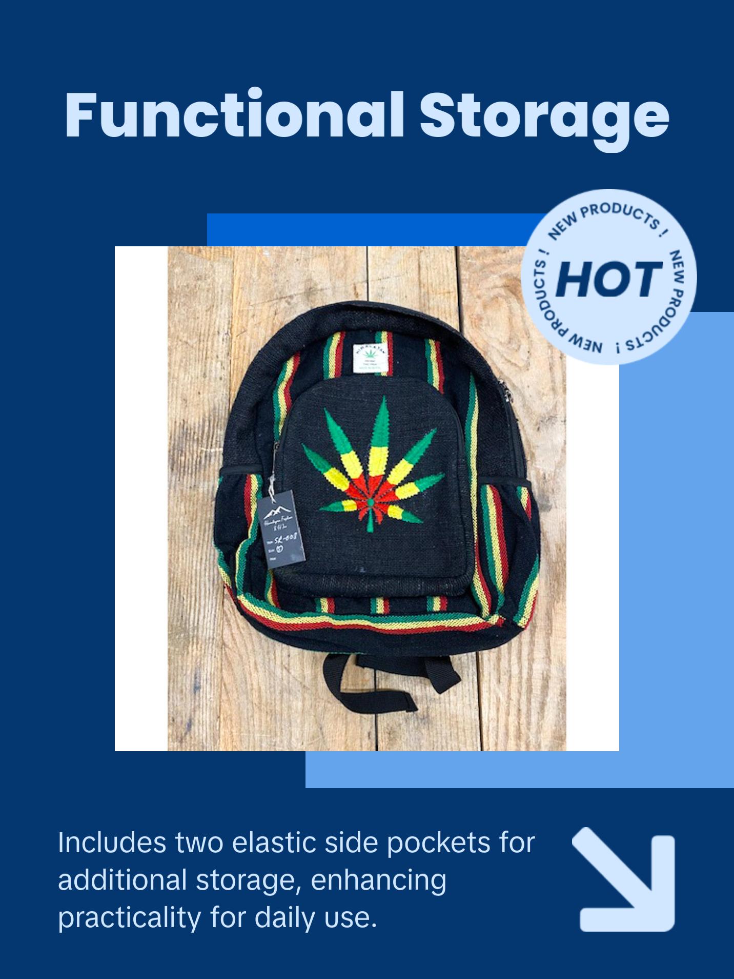 Hemp BackPack - Rasta Color
