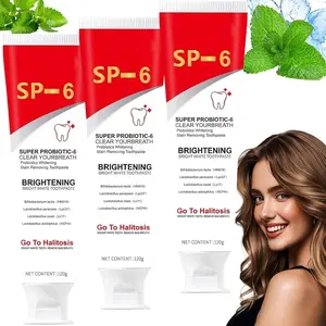 3PCS SP-6 Probiotic Toothpaste - Niacinamide Whitening Toothpaste Enhanced Formula with 6 Probiotics for Teeth Whitening and Gum Health - Enamel-Safe, Fluoride-Free, Fresh Mint Flavor, 4.23Oz