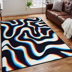 1 piece living room carpet, Trippy Abstract rug, TikTok glitch style rug, washable rug, soft and comfortable non-slip area rug, low pile design, Abstract Area Rugs, suitable for living room and bedroom kitchen and bathroom, corridor, home decor