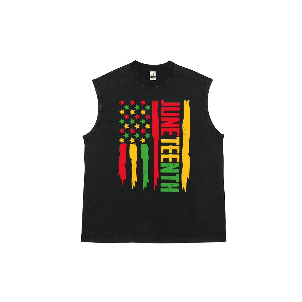 Vintage Juneteenth Rasta Colors Washed Cotton Tank Unisex Patriotic Streetwear