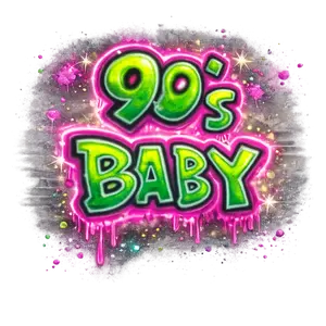 90's baby airbrush design DTF iron on transfer for clothing t-shirts and hoodies