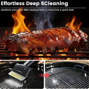 Wireless Electric Barbecue Grill Cleaner - Rechargeable electric barbecue brush, with a rotational speed of 1100 revolutions per minute, a battery life of 90 minutes, a non-slip ergonomic handle, suitable for outdoor barbecue grills
