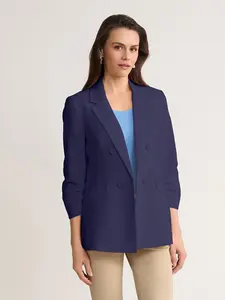 Petite Faux Double Breasted Blazer, Linen Blend