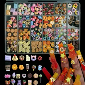 1BOX 3D Nail Charms Design Set ,3D Mix Assorted Color Nail Charms Acrylic Multi Cute Nail Art Charms Hollow Candy Jewelry Nail Supplies for Nail Art Design DIY Crafts Accessories
