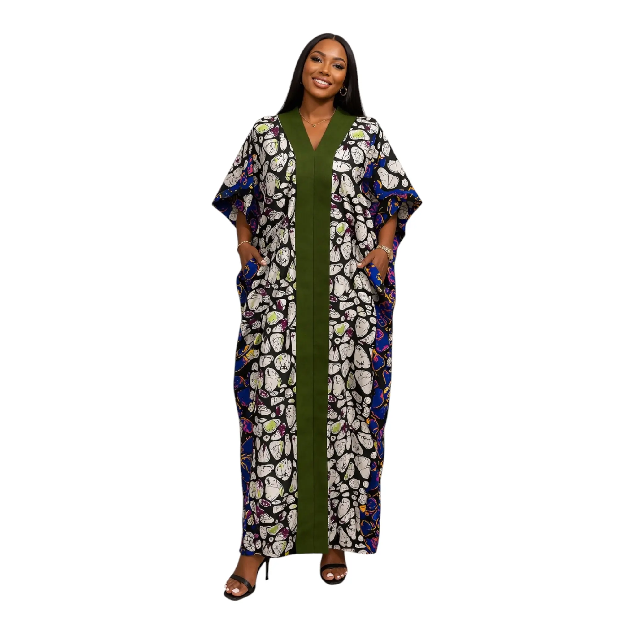 Olive Green and Black Print