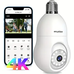 2024 LaView 8MP UHD Bulb Security Camera 2.4GHz, 360° 4K Security Cameras Wireless Outdoor Indoor Full Color Day and Night, AI Motion Detection, Audible Alarm, Easy Installation, Compatible with Alexa