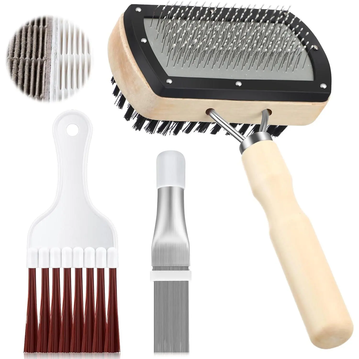 3 Pcs Air Conditioner Condenser Fin Cleaning Brush, Refrigerator Coil Cleaning Brush Supplies, Stainless Ac Cleaner, Evaporator Coil Cleaner, Mini Split Clean Kit Fridge Clean Tool