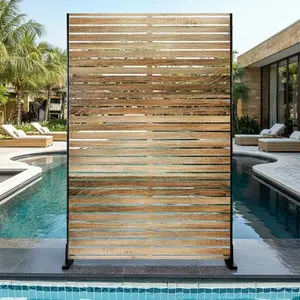 72x47 in Metal Privacy Screen Outdoor, Freestanding Galvanized Steel Decorative Divider for Patio & Garden