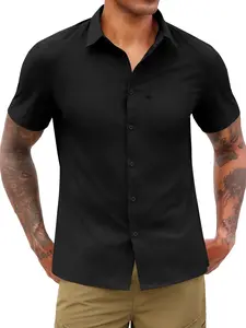 Men's Short Sleeve Button Down Fishing Shirt - Summer Quick Dry Mesh Top for Safari Camping Work, Lightweight Breathable Outdoor Casual Wear