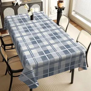 JIT 1pc 2D flat blue checkered rectangular tablecloth, for kitchen, living room, and dining table, kitchen accessory, party, room & outdoor decorative tablecloth, a tablecloth gift for friends