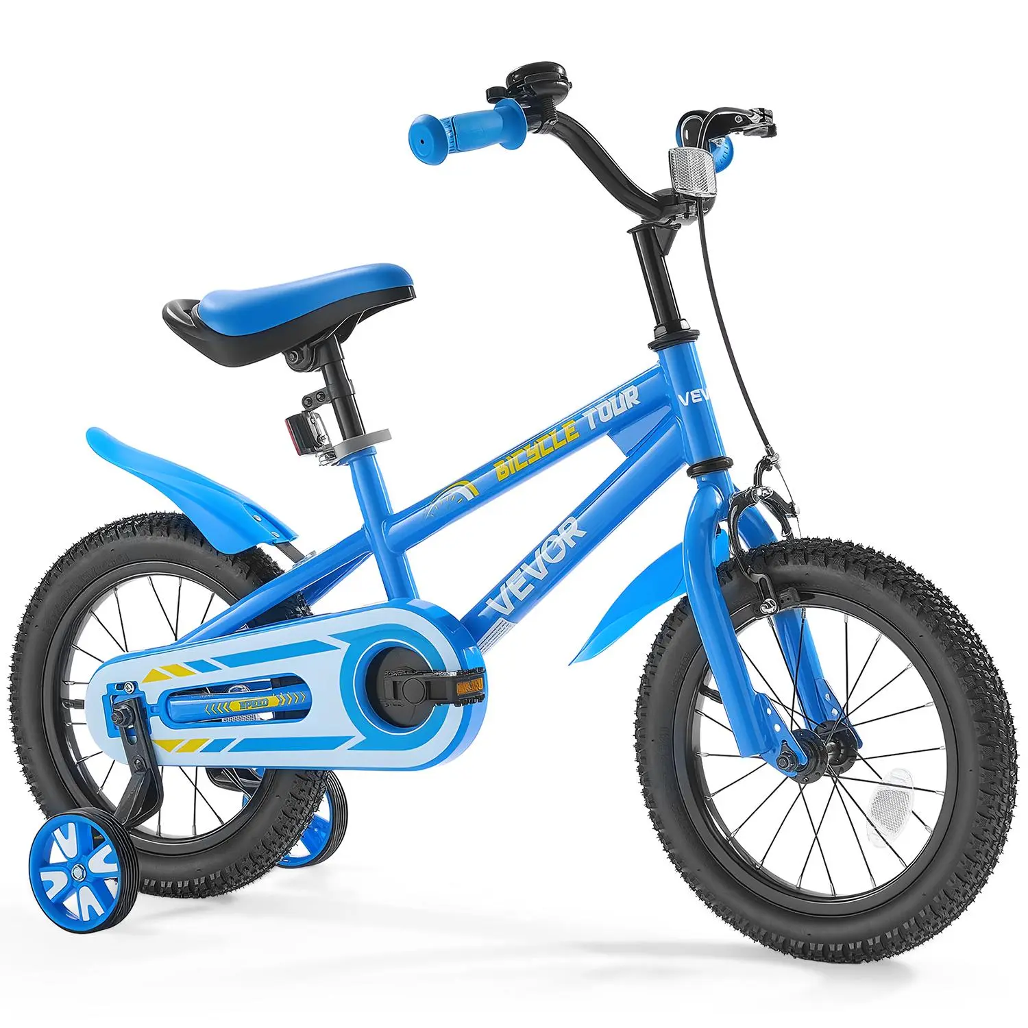 【SummerFinds】VEVOR Kids Bike, 14 Inches BMX Style Children Bicycle, Rider Height 2.95 ft - 3.77 ft, Training Wheels Included, Sturdy and Easy to Assemble, Toddler Bike for Boys & Girls Learning to Ride, Blue