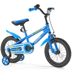 【DealsForYouDays】VEVOR Kids Bike, 14 Inches BMX Style Children Bicycle, Rider Height 2.95 ft - 3.77 ft, Training Wheels Included, Sturdy and Easy to Assemble, Toddler Bike for Boys & Girls Learning to Ride, Blue