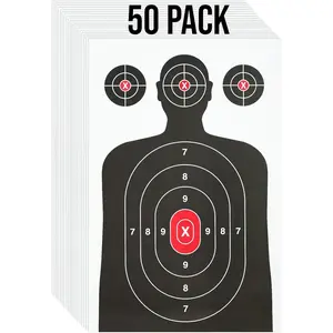 50 Pack Paper Shooting Target for Gun Range - Silhouette Paper Target Practice for Handguns, Rifles, Pistols, Airguns, BB Guns, Pellet Guns, Crossbow, Arrow (14 X 22 inches)