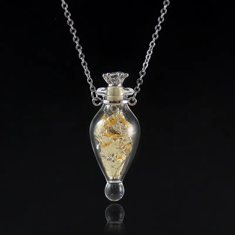 Transparent water droplet glass necklace