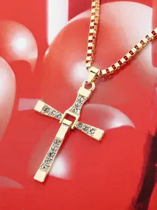 "Fast & Furious" Cross Pendant Necklace, Same Style Crystal Cross Necklace as Star Dominic Toretto, Men's Jewelry Gift