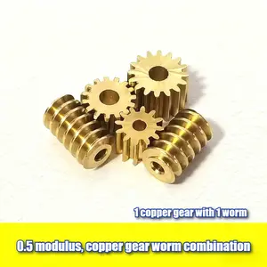 0.5 Module Brass Gear + 0.5 Module Brass Worm Shaft with 2mm Hole, Durable Mechanical Components, Ideal for Precision Machinery Applications