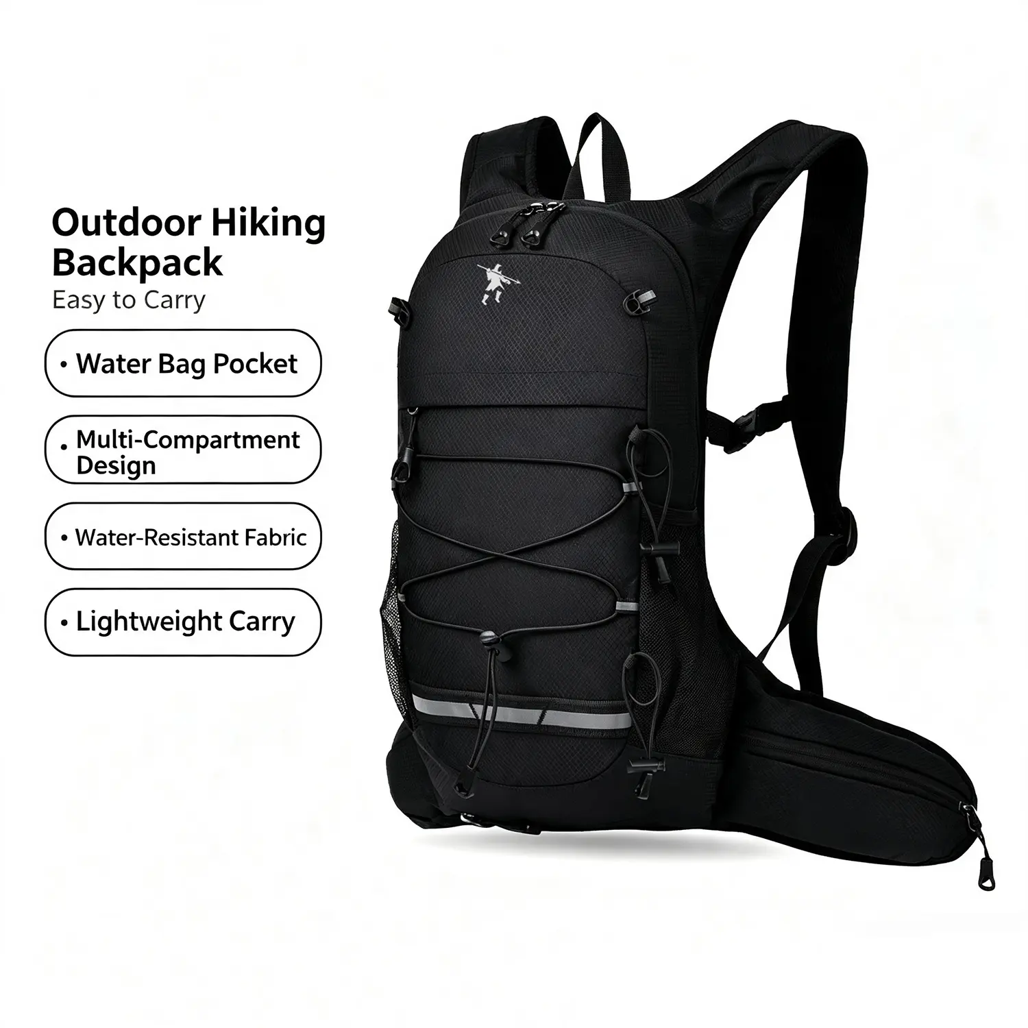 Tankye Lightweight, Breathable & Water-Resistant Trail Backpack | Side Storage for Trekking Poles with Reflective Safety Strip, Ideal for Cross-Country Running & Short Hiking Trips Tactical Outdoor Shoulder Bag