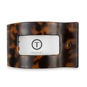 TELETIES - Tortoise Large Flat Rectangle Hair Clip - Lay Flat, Strong Grip, Nearly Unbreakable