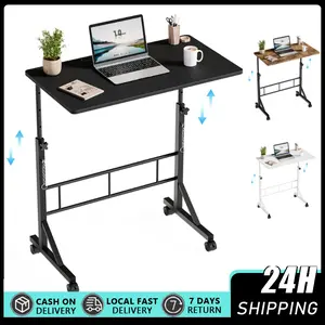 Standing Desk Adjustable Height, Mobile Stand Up Desks with Wheels Small Computer Desk Rolling Desk, Portable Laptop Desk Black Standing Table Sit Stand Home Office Desks 31.5-inch adjustable-height mobile desk, equipped with locking wheels and clasps