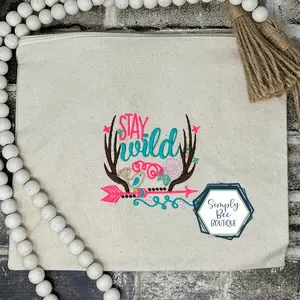 Wild One Embroidered Zipper Bag 